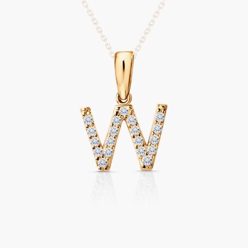 Zawieszka Litera W SAVICKI: złota, cyrkonie